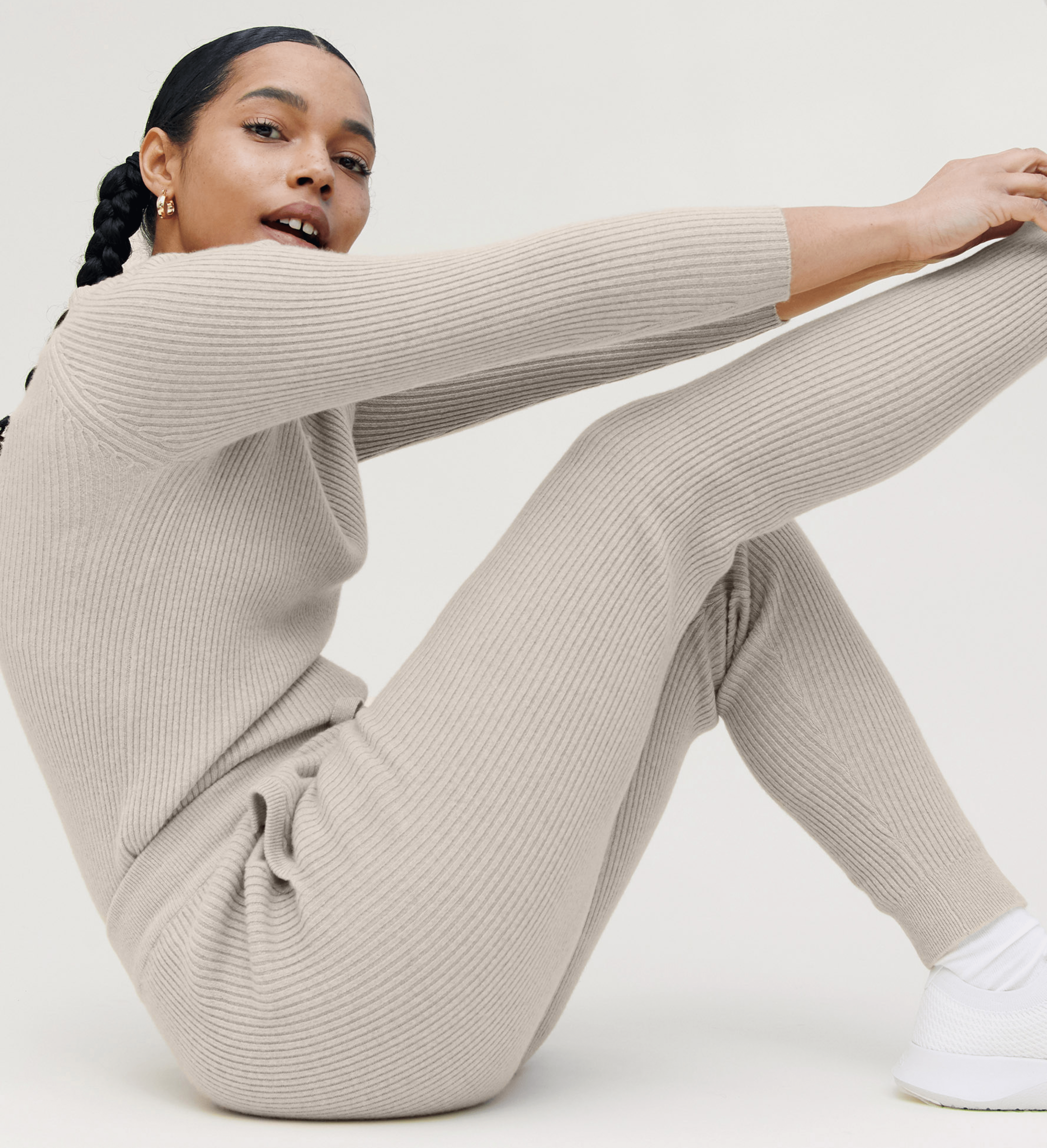 The Ribbed Subtle V-Neck Cashmere Sweater