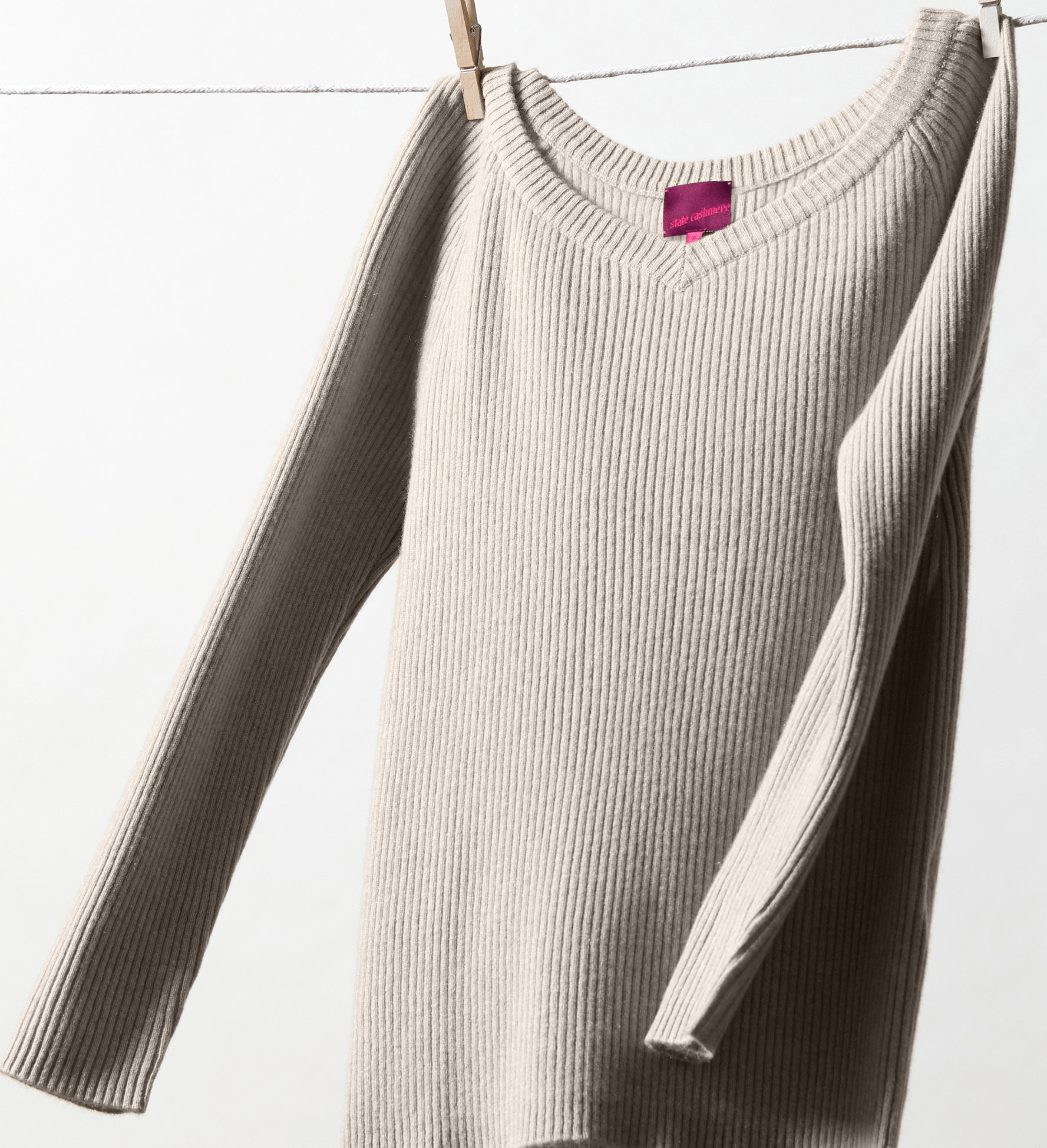 The Ribbed Subtle V-Neck Cashmere Sweater