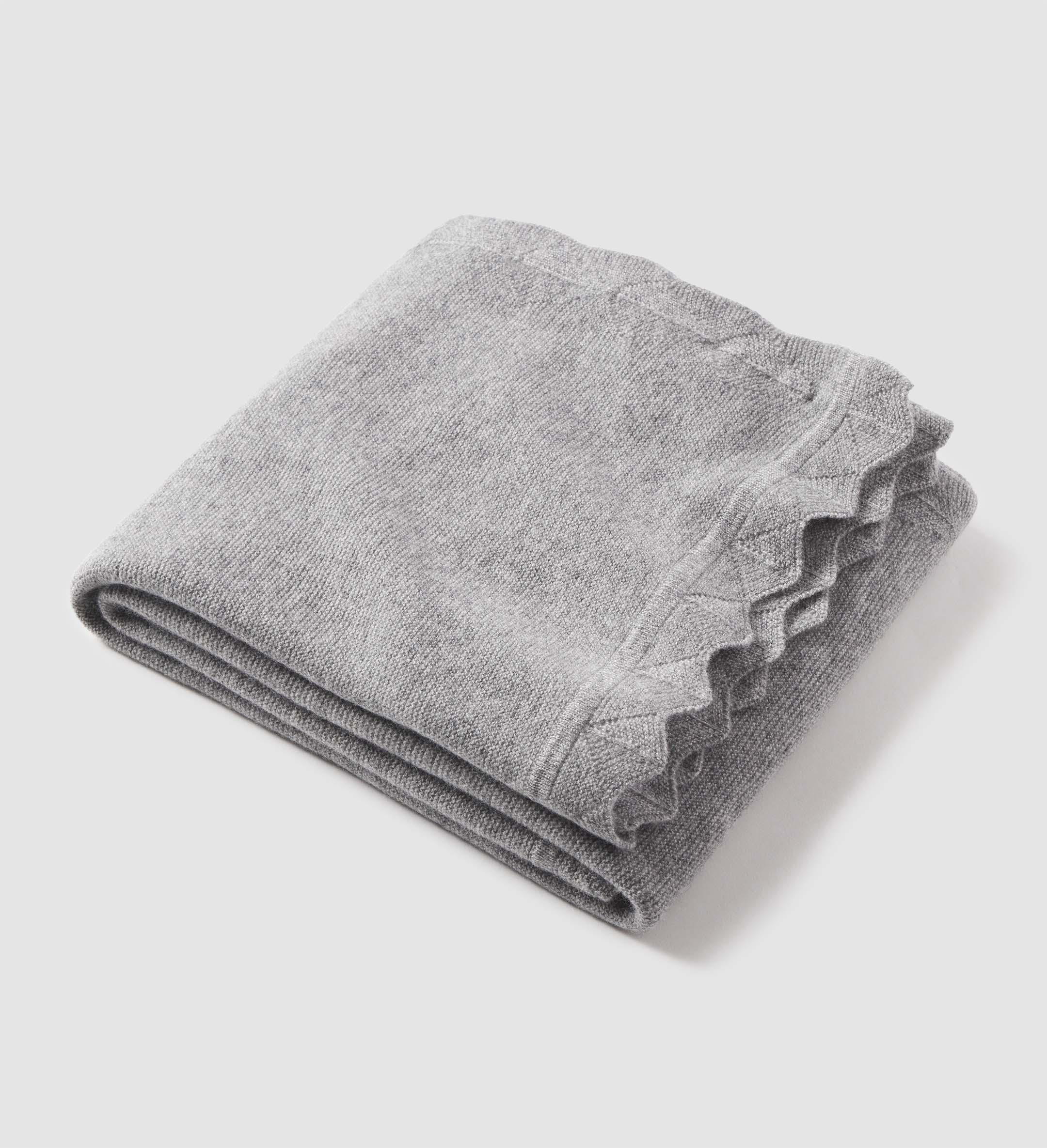 The Luxe Scalloped Hem Cashmere Throw Blanket
