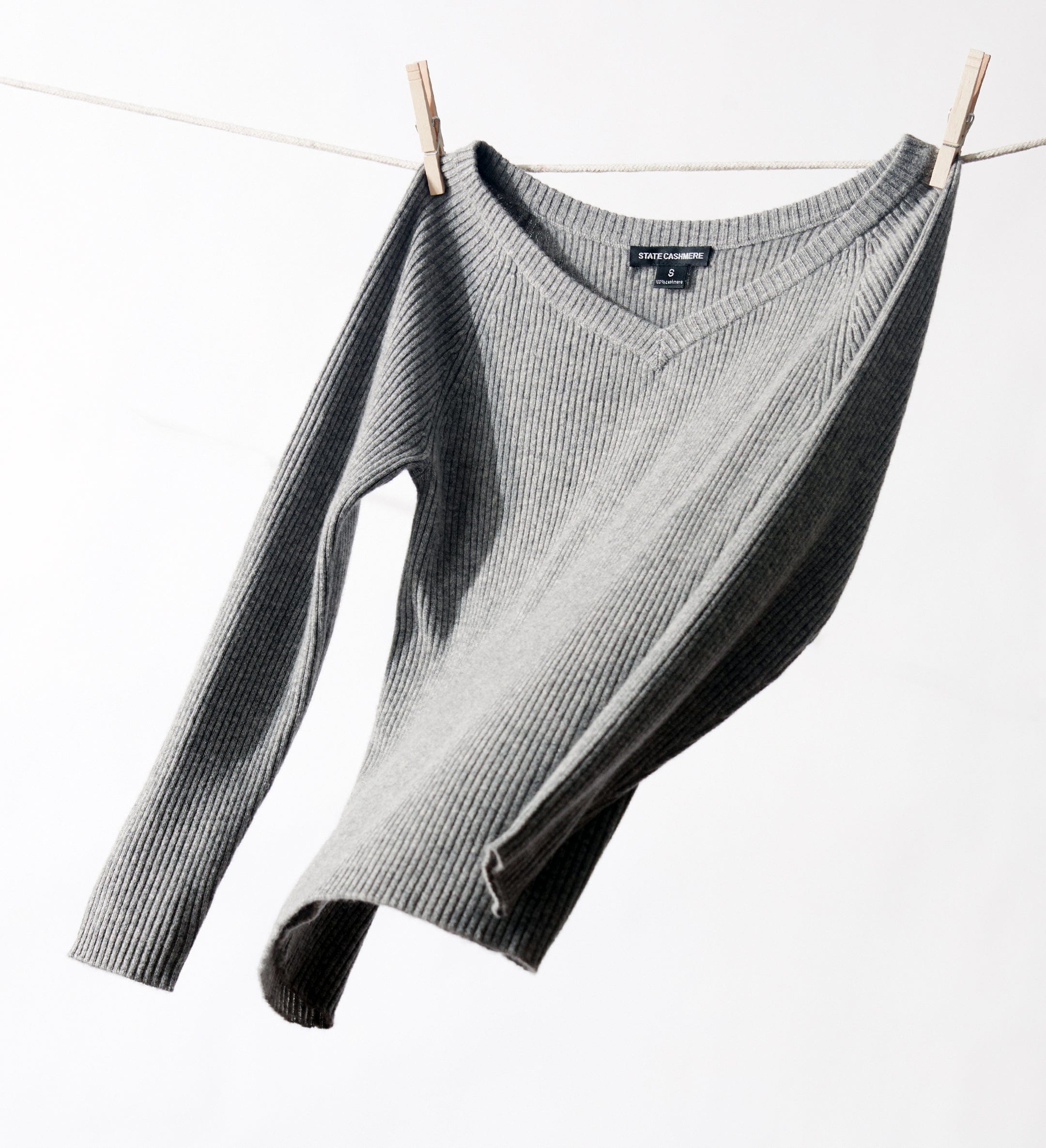 The Ribbed Subtle V-Neck Cashmere Sweater
