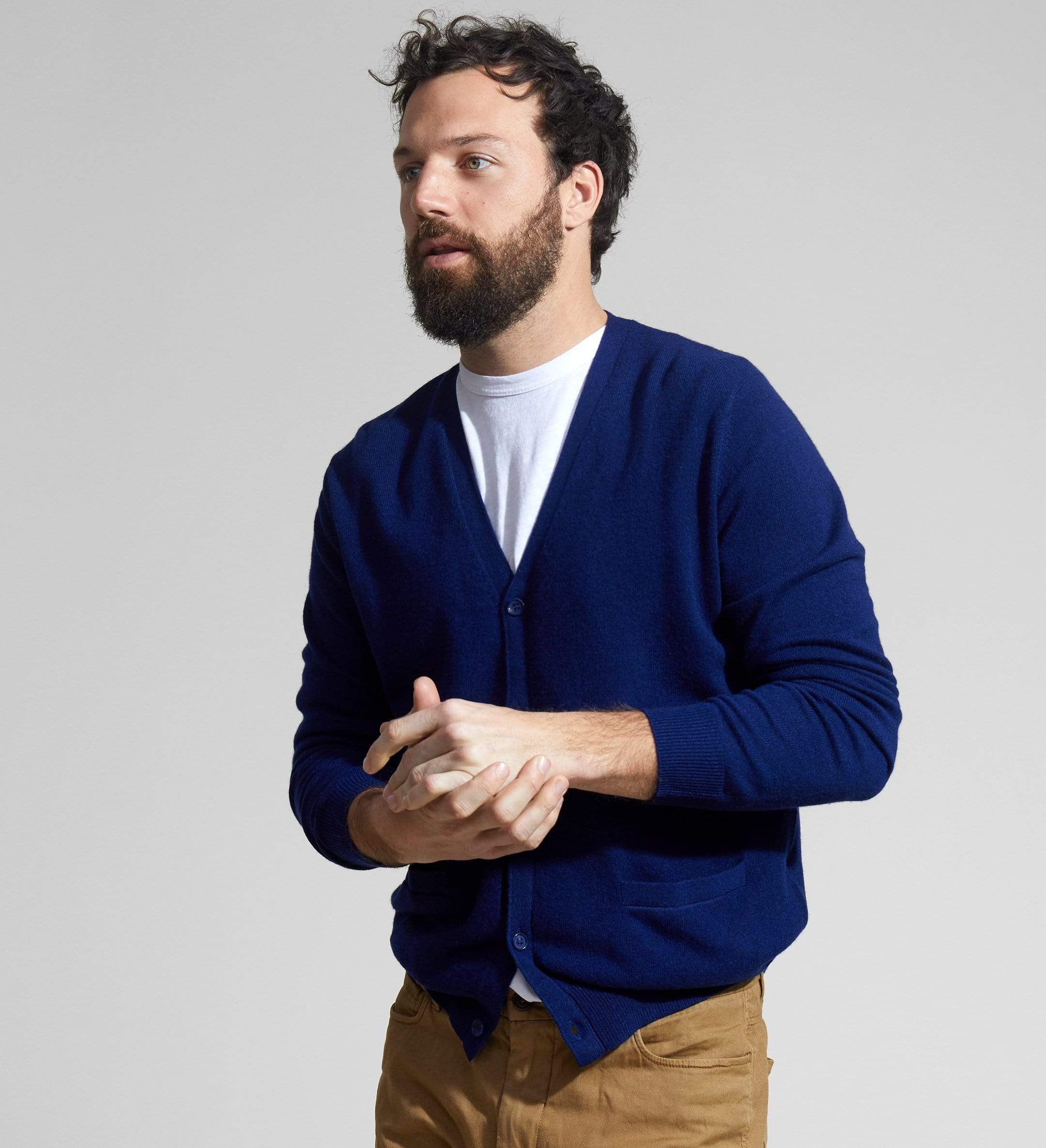 The V-Neck Button Down Cashmere Cardigan with Pockets