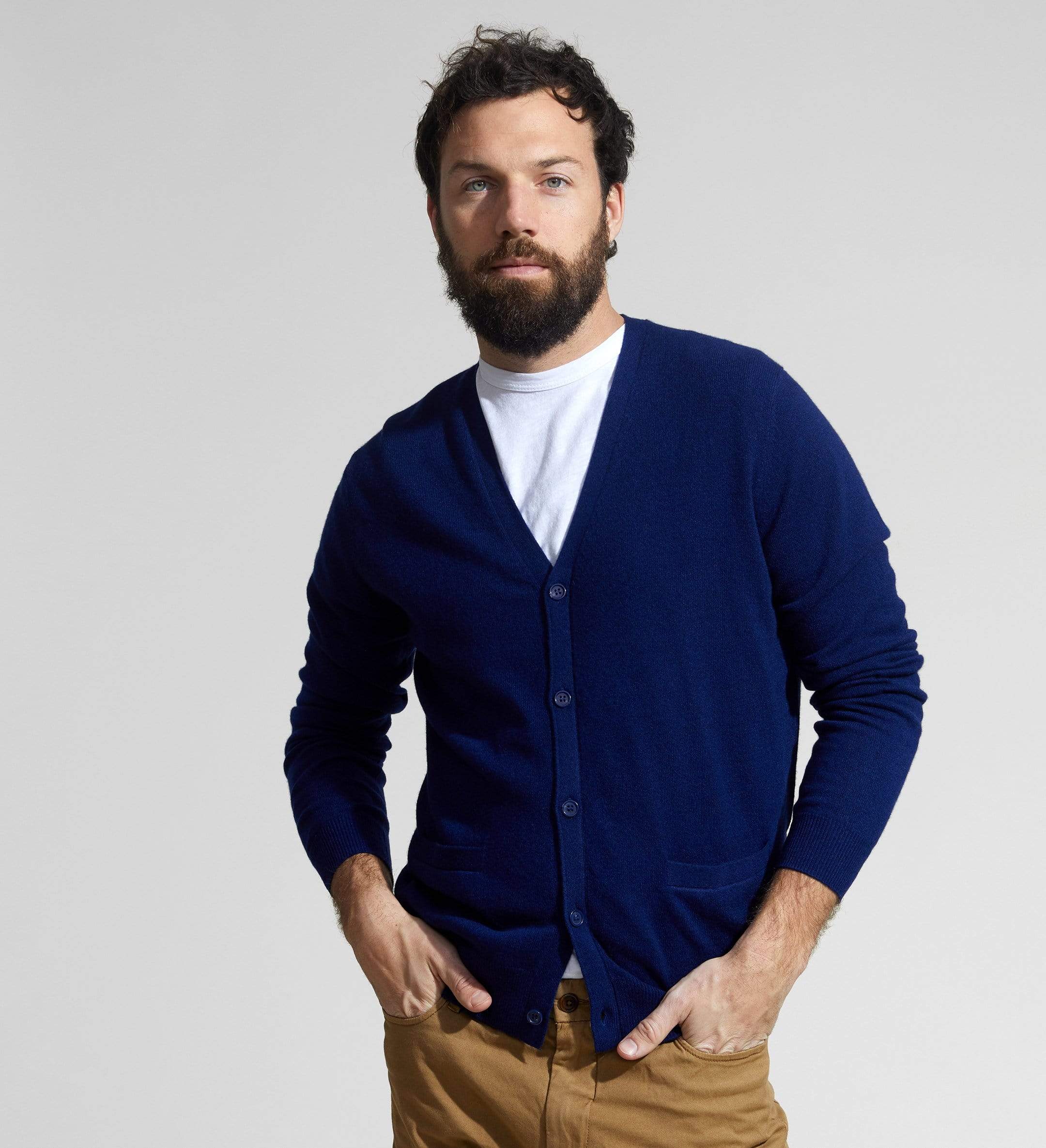 The V-Neck Button Down Cashmere Cardigan with Pockets